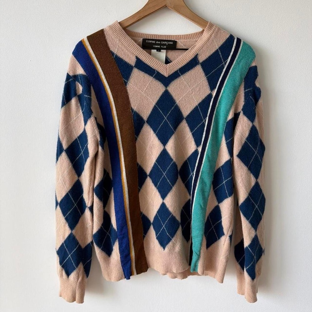 Comme des Garçons Homme Plus argyle V-neck sweater